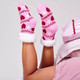Pink Hearts Chenille Knit Slipper Socks