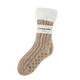 Beige Chenille Cable Knit Slipper Socks
