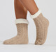 Beige Chenille Cable Knit Slipper Socks