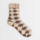 Mocha Argyle Bows Slipper Socks