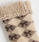 Mocha Argyle Bows Slipper Socks