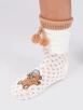 Cream Teddy Bear Motif Pompom Slipper Socks