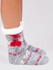 Grey Fairisle Cherry Bow Slipper Socks