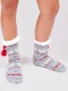 Grey Fairisle Cherry Bow Slipper Socks