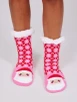 Pink Argyle Santa Chenille Slipper Socks