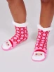 Pink Argyle Santa Chenille Slipper Socks