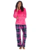 Pink Tartan Check Plush Fleece Lounge Set