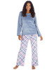 Blue Diagonal Check Plush Fleece Lounge Set