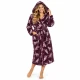 Plum Leopards Plush Fleece Hooded Dressing Gown