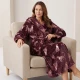 Plum Leopards Plush Fleece Hooded Dressing Gown