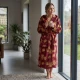Wine Highland Cows Plush Fleece Hooded Dressing Gown