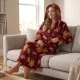 Wine Highland Cows Plush Fleece Hooded Dressing Gown