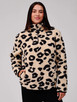 Leopard Borg Fleece Quarter Zip Lounge Jumper