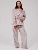 Taupe Flannel Fleece Kimono Wrap Lounge Set