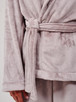 Taupe Flannel Fleece Kimono Wrap Lounge Set