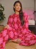 Pink Argyle Borg Fleece Twosie Lounge Set