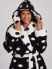 Monochrome Polka Dot Borg Fleece Midi Dressing Gown