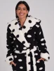 Monochrome Polka Dot Borg Fleece Midi Dressing Gown