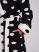 Monochrome Polka Dot Borg Fleece Midi Dressing Gown