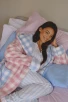 Pink & Blue Gingham Borg Fleece Midi Dressing Gown