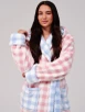 Pink & Blue Gingham Borg Fleece Midi Dressing Gown