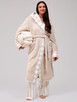 Taupe Gingham Trim Teddy Fleece Midi Dressing Gown