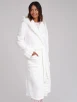 White Ridged Faux Fur Trim Luxury Fleece Midi Dressing Gown
