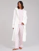 White Ridged Faux Fur Trim Luxury Fleece Midi Dressing Gown