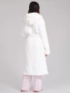 White Ridged Faux Fur Trim Luxury Fleece Midi Dressing Gown