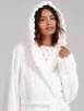 White Ridged Faux Fur Trim Luxury Fleece Midi Dressing Gown