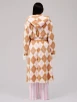 Cream & Tan Argyle Borg Fleece Midi Dressing Gown