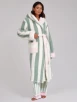Green Stripe Pink Contrast Sherpa Midi Dressing Gown