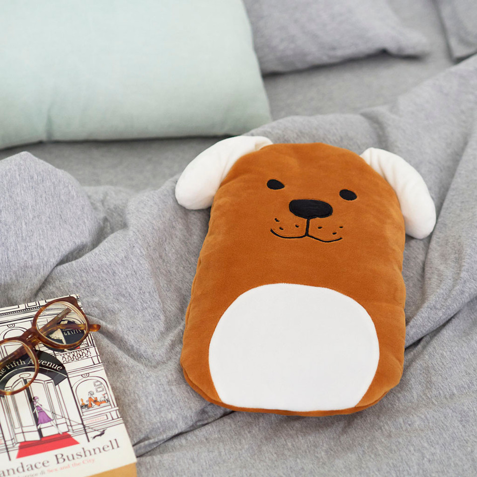 Woof! Brown Dog Plush Fleece 2L Hot Water Bottle Heat Treats