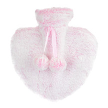 Pink Plush Faux Fur Heart Shaped 800ml Hot Water Bottle