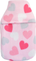 Pink Hearts Fleece 1L Hot Water Bottle