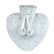 Grey Faux Fur Heart 800ml Hot Water Bottle 