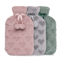 Embossed Hearts Faux Fur 2L Hot Water Bottle