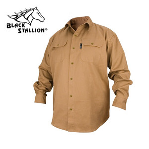 Black Stallion FR Cotton Long Sleeve Work Shirt - Khaki (FS7-KHK)