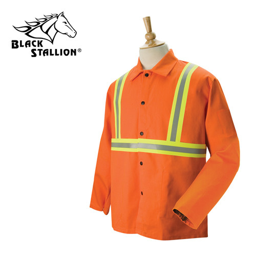 Black Stallion FR Orange Welding Coat w/Reflective Trim - 2XL (FO9-30C/RTT)