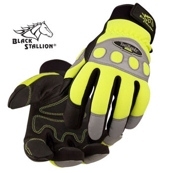 Revco Hi-Vis Spandex / Grain Pigskin Mechanics Gloves (99HV)