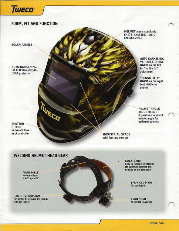 Tweco Auto Darkening Helmet - Dragon (4100-1008)