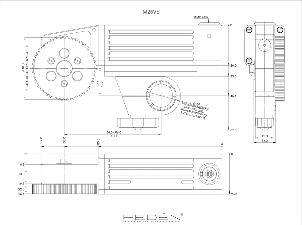 Hedén Motor M26VE 256 - 3.3k w/ Dual-Pin Hub