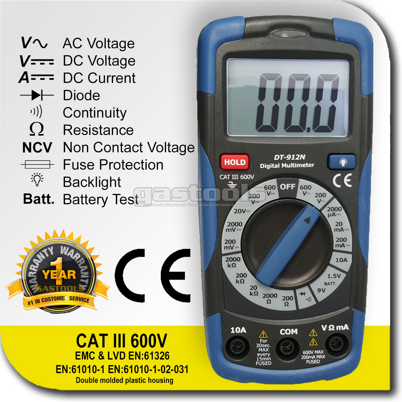 DV25 Non-Contact AC Voltage Detector - Pocket Digital Multimeter For 24V To 1kV, Flashlight Style