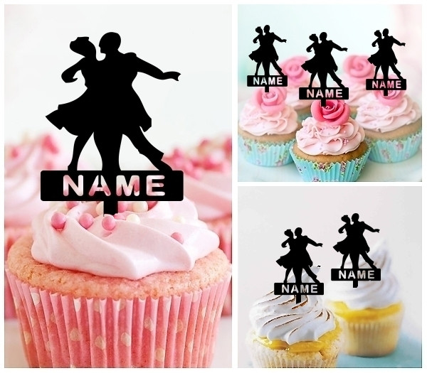 Ta0353 Senior Prom Couple Ballroom Dance Cupcake Toppers Acrylique