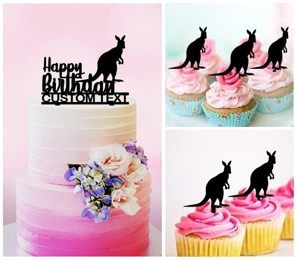 Tc0041 Happy Birthday Kangaroo Australia Cake Cupcake Toppers Acrylique De Mariage Joyeux Pour Gateau Partie Decoration 11 Pieces