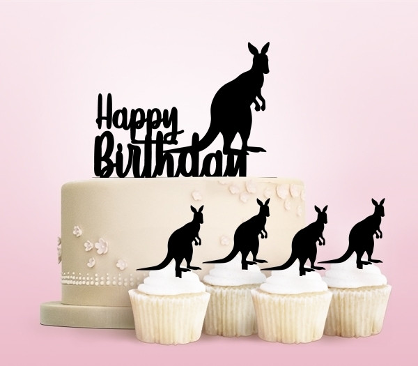 Tc0041 Happy Birthday Kangaroo Australia Cake Cupcake Toppers Acrylique De Mariage Joyeux Pour Gateau Partie Decoration