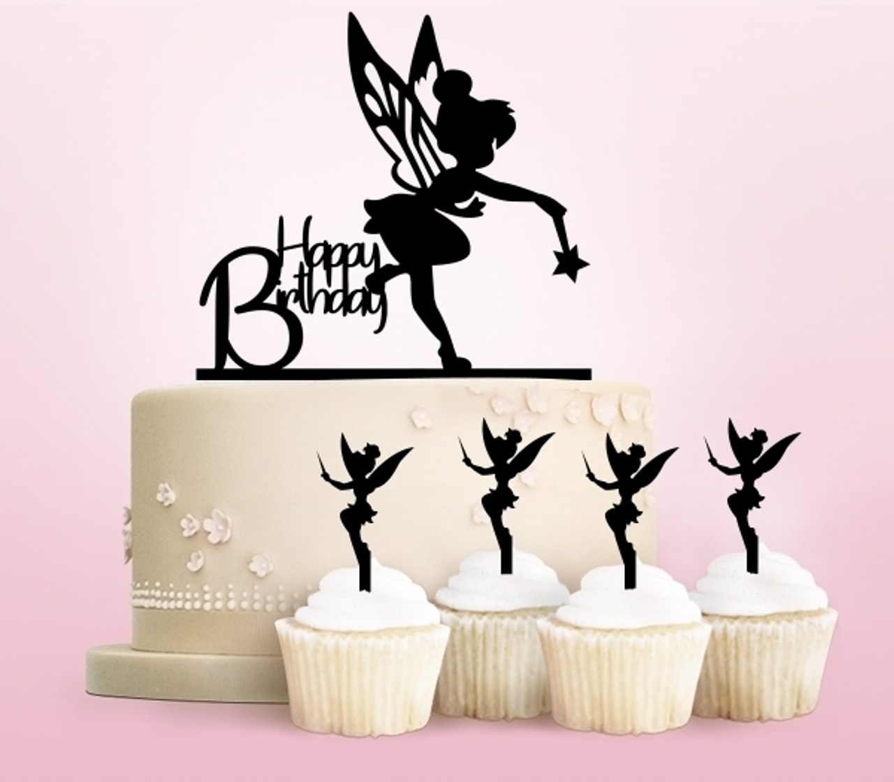 Tc0059 Happy Birthday Tinkerbell Peter Pan Cake Cupcake Toppers Acrylique De Mariage Joyeux Pour Gateau Partie