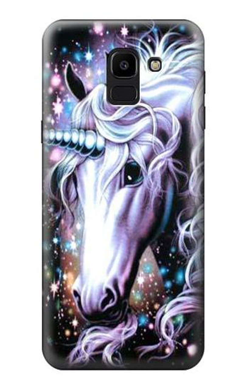 موضوع انجليزي S0749 licorne Cheval Etui Coque Housse pour Samsung Galaxy J6 (2018)