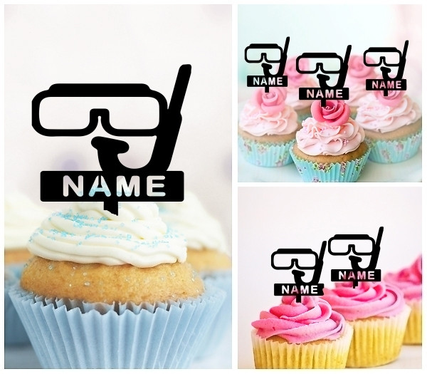 Ta0764 Summer Beach Diving Glasses Cupcake Toppers Acrylique De Mariage Joyeux Anniversaire Pour Gateau Partie Decoration 10 Pieces