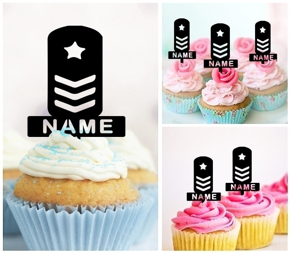 Ta0771 Military Badges Army Rank Cupcake Toppers Acrylique De Mariage Joyeux Anniversaire Pour Gateau Partie Decoration 10 Pieces